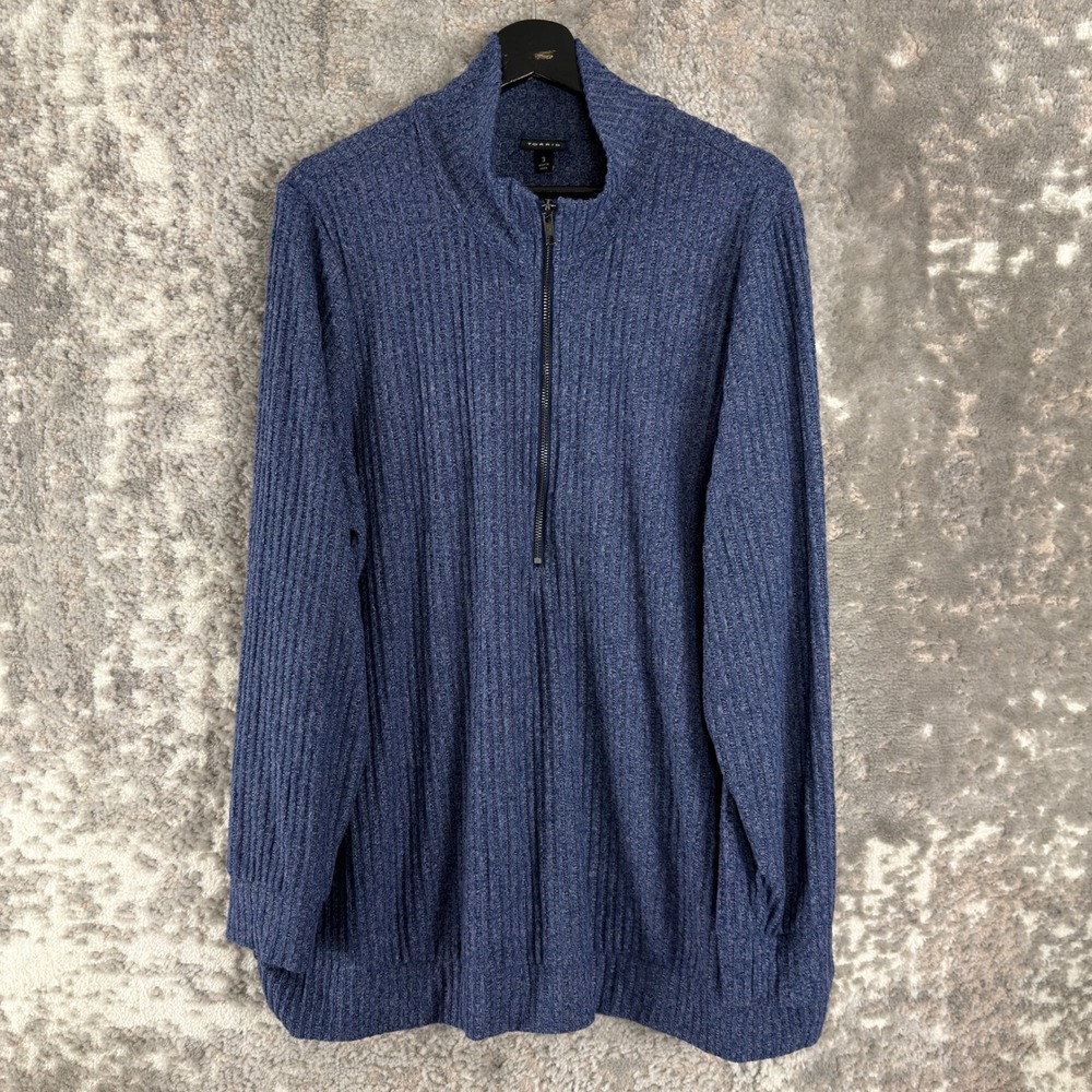 Torrid‎ Plus Size 3 Ribbed Half Zip Mock Neck Pullover Sweater Blue Long Sleeve